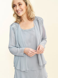 Camira Lace Shoulder Bead Tier Jacket Dress