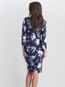 Aliya Printed Jersey Cowl Neck Dress