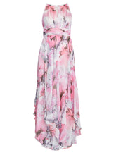 Celeste Keyhole Halter Maxi Print Dress