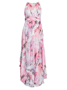 Celeste Keyhole Halter Maxi Print Dress