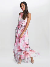 Celeste Keyhole Halter Maxi Print Dress