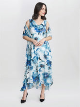 Angelica Midi Length Cowl Neck Printed Dress And Shawl