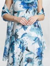 Angelica Midi Length Cowl Neck Printed Dress And Shawl