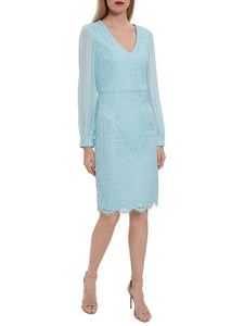 Auria Corded Lace With Chiffon Sleeve