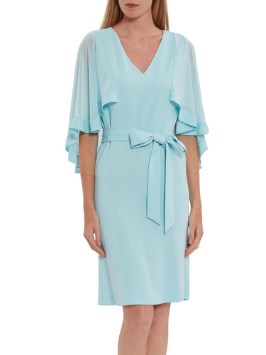 Chestina Moss Crepe Dress With Cape