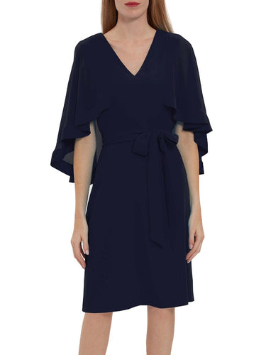 Chestina Moss Crepe Dress With Cape