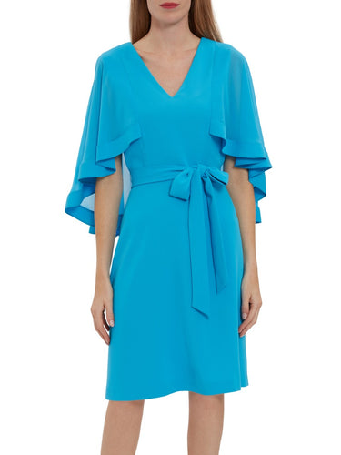 Chestina Moss Crepe Dress With Cape