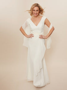 Betony Chiffon Dress With Lace Bodice and Shawl