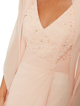 Betony Chiffon Dress With Lace Bodice and Shawl