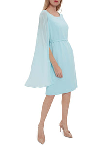 Bevin Crepe And Chiffon Cape Dress