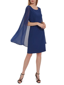 Bevin Crepe And Chiffon Cape Dress