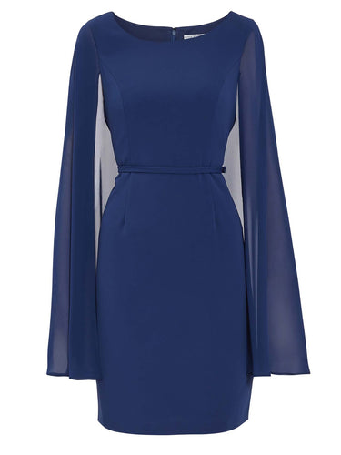 Bevin Crepe And Chiffon Cape Dress