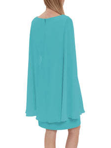 Bevin Crepe And Chiffon Cape Dress