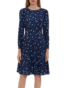 Arisia Crepe Floral Tucks Sleeve Dress