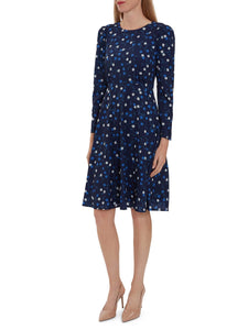 Arisia Crepe Floral Tucks Sleeve Dress