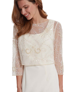 Abigail Crepe Dress With Beaded Overtop