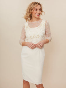 Abigail Crepe Dress With Beaded Overtop