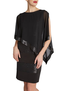 Black Chiffon Cape with Sequin Edge