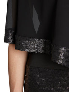 Black Chiffon Cape with Sequin Edge