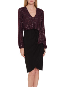 Anara Sequin And Jersey Dress