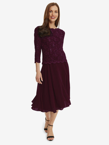 Albany Lace Dress with Chiffon Skirt