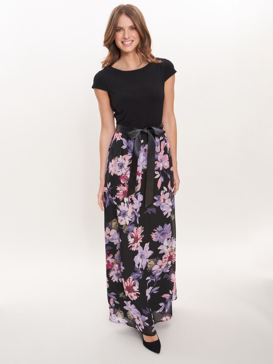 Auburn Chiffon And Jersey Maxi Dress