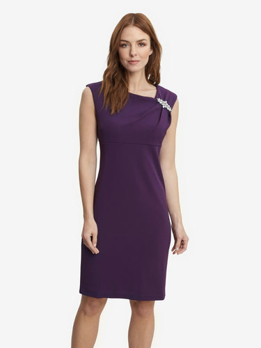 Chaselynn Sleeveless Empire Waist Sheath Dress With Embellished Neckline