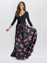 Athena Print Floral Satin And Jersey Dress