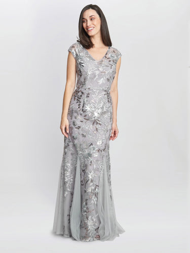 Caitlin Sleeveless Maxi Fit And Flare Sequin Gown