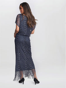 Arleen Long Blouson Fringe Hem Dress