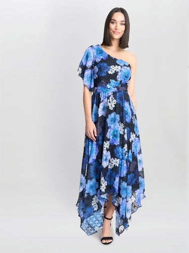 Briana One Shoulder Floral Print Dress