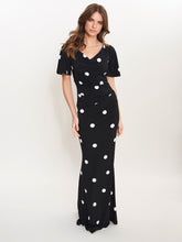 Aleece Spaced Spot Jersey Maxi Dress With Tucks