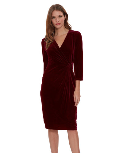 Alexxia Velvet Wrap Dress With Knot